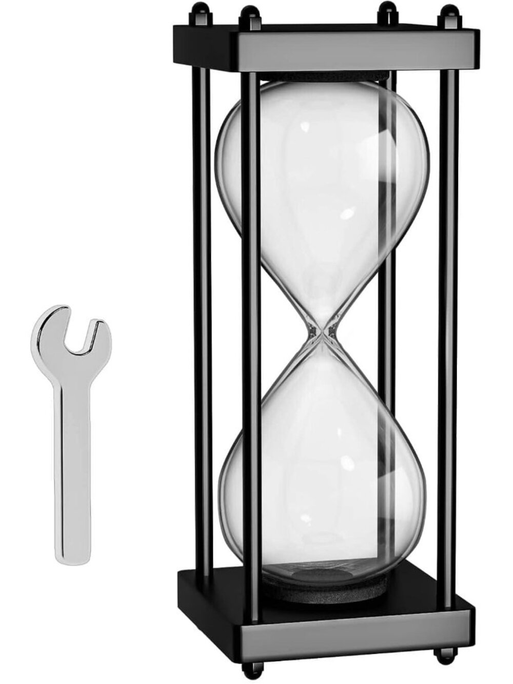 Empty Hourglass Fillable, 10 Inch Large Black Wooden Frame DIY Sand Timer, Unity